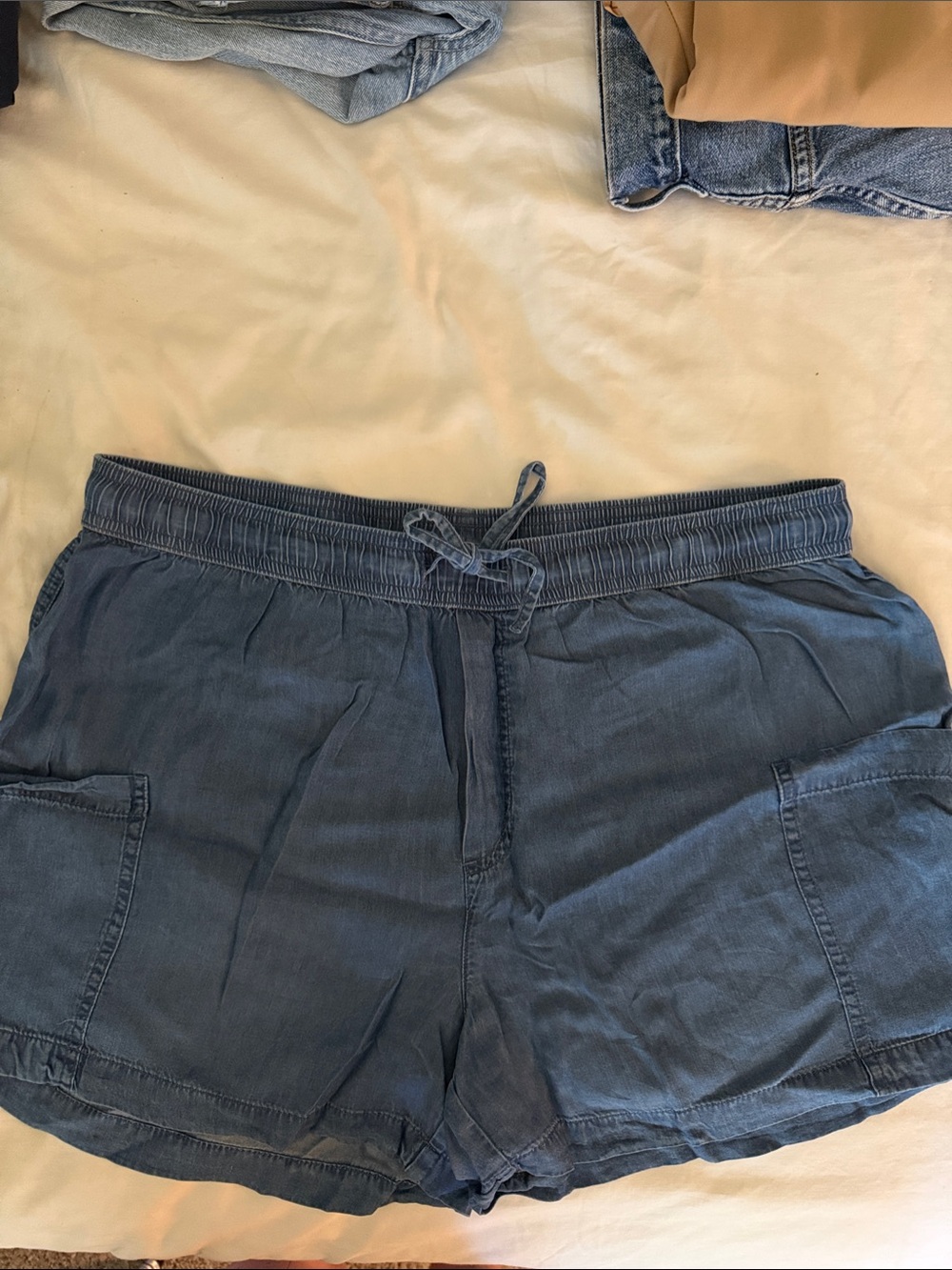 Joe Fresh Men's Denim-Blue Cargo Drawstring Shorts